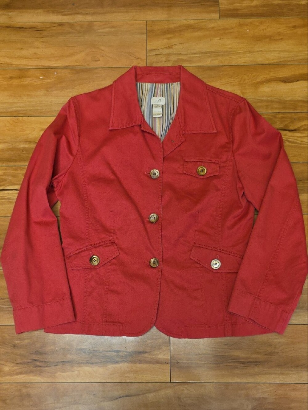 J.Jill Lightweight Cotton Utility Blazer Jacket Y2K Light Red Size Med Petite